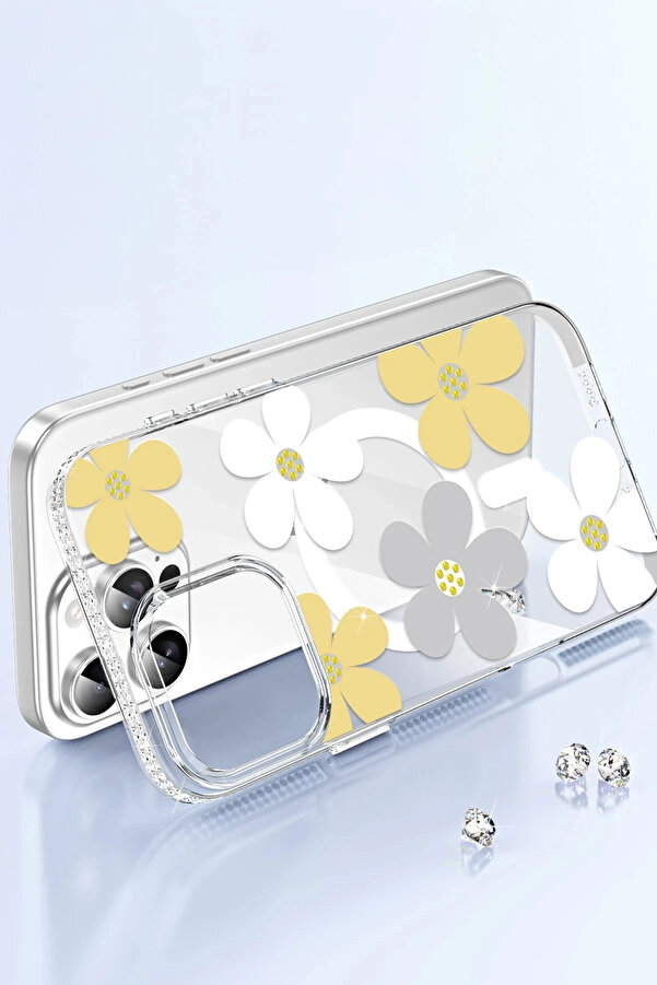 Buti̇k Apple İphone 16 Floral Magsafe Kapak - Pembe-(5796)