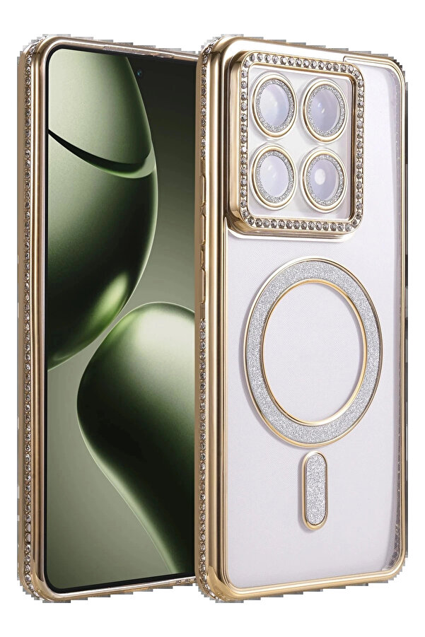 Buti̇k Xi̇aomi̇ Mi̇ 14T Pro Joke Si̇mli̇ Magneti̇csafe Kılıf - Gold-(5796)