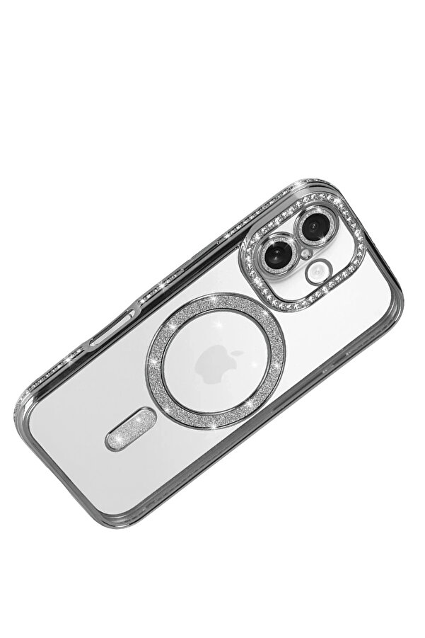 Buti̇k Apple İphone 17 Joke Si̇mli̇ Magneti̇csafe Kılıf - Gümüş-(5796)