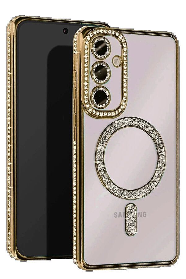 Buti̇k Samsung Galaxy A25 5G Joke Si̇mli̇ Magneti̇csafe Kılıf - Gold-(5796)