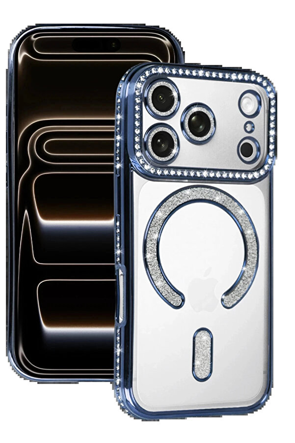 Buti̇k Apple İphone 17 Pro Joke Si̇mli̇ Magneti̇csafe Kılıf - Mavi̇-(5796)