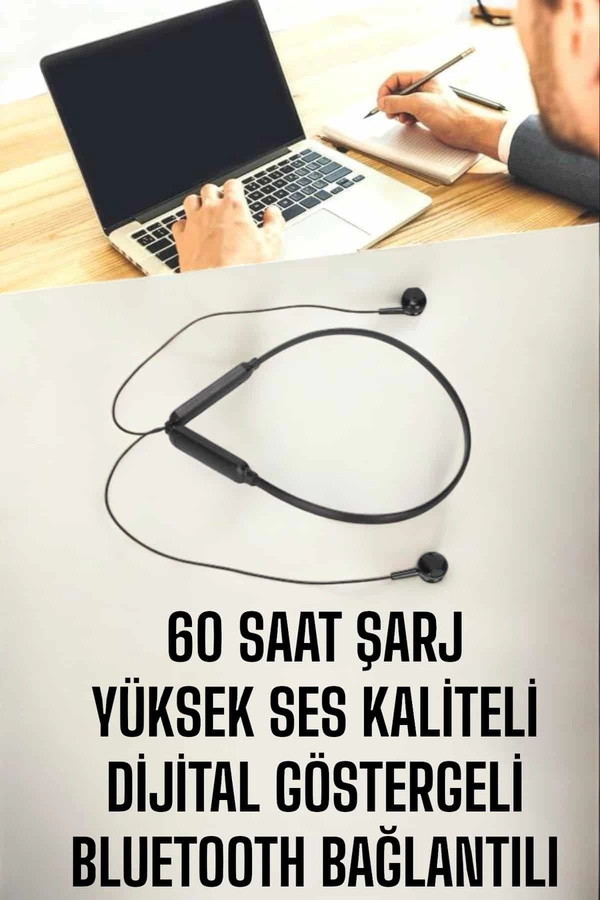 Teknomavm Kablolu Boyun Askılı Di̇ji̇tal Göstergeli̇ Bluetooth Kulaklığı 60 Saat