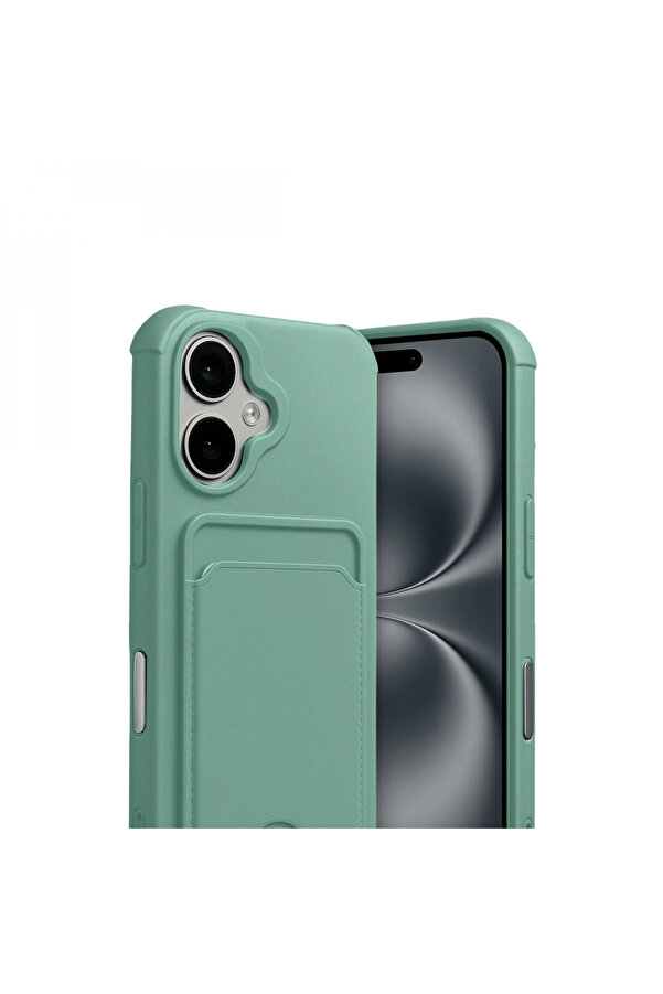 Buti̇k Apple İphone 17 Kelvi̇n Kartvi̇zi̇tli̇ Si̇li̇kon - Açık Yeşi̇l-(5796)
