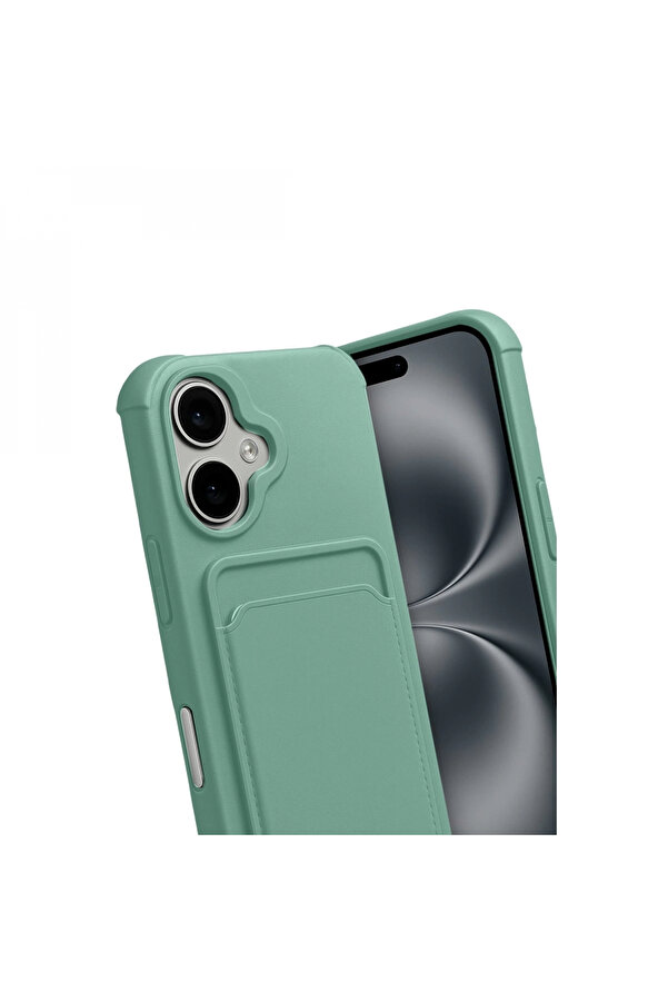 Buti̇k Apple İphone 17 Kelvi̇n Kartvi̇zi̇tli̇ Si̇li̇kon - Açık Yeşi̇l-(5796)