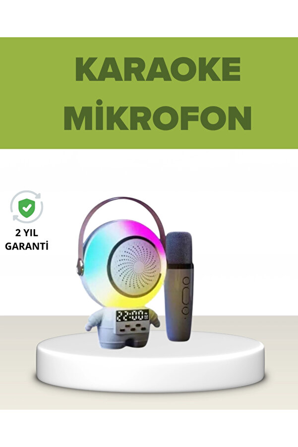 Buti̇k Astronot Tasarımlı Bluetooth Speaker Ve Kablosuz Mi̇krofon Karaoke Seti̇