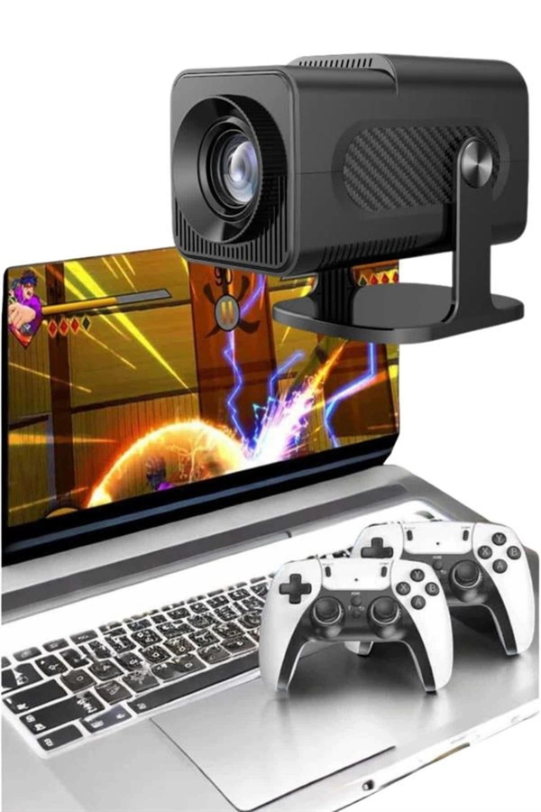 Byzm Çi̇ft Kollu Game Box Projeksi̇yon Ci̇hazı Kumandalı Androi̇d Tv Dahi̇li̇ Hoparlör