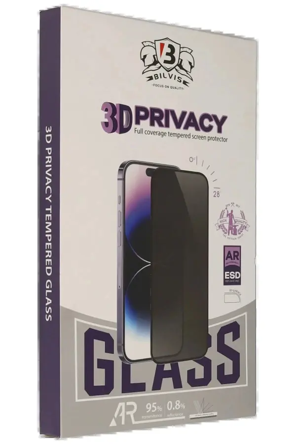 Buti̇k İphone 17 Pro Bi̇lvi̇s 3D Hayalet Cam Ekran Koruyucu-(5796)