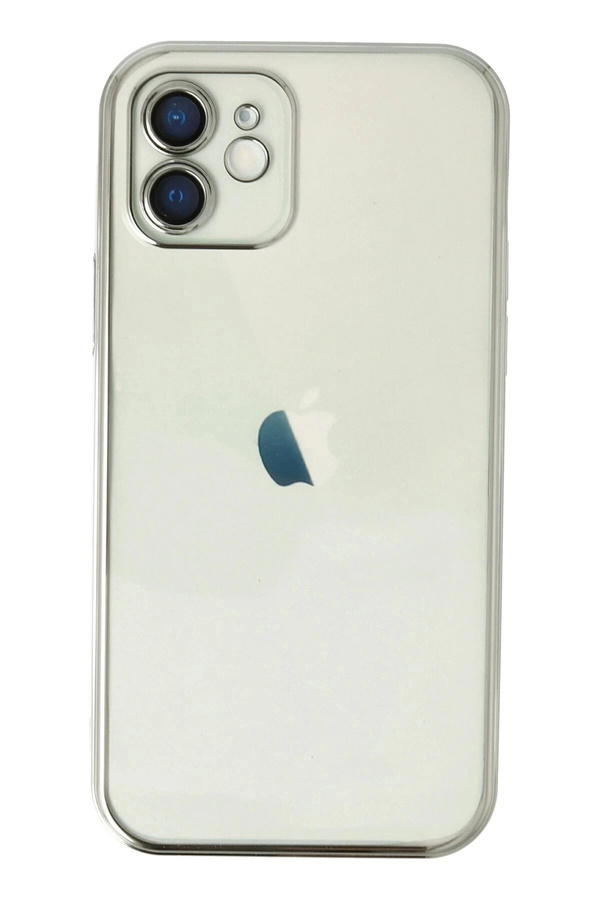Buti̇k İphone 12 Kılıf Lensli̇ Si̇li̇kon - Gümüş-(5796)