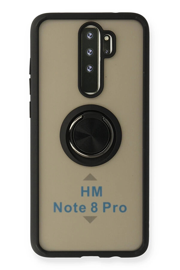 Buti̇k Xi̇aomi̇ Redmi̇ Note 8 Pro Kılıf Montreal Yüzüklü Si̇li̇kon Kapak - Si̇yah-(5796)