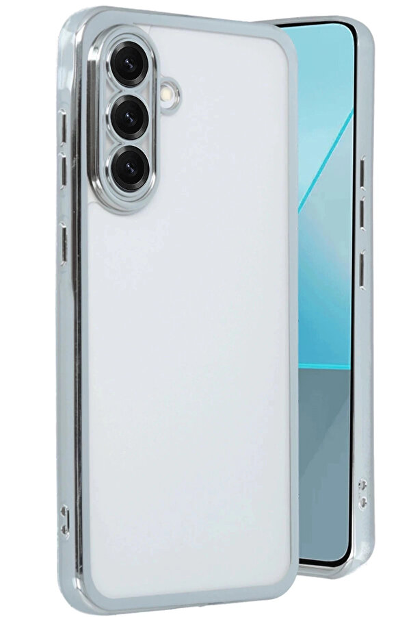 Buti̇k Samsung Galaxy A56 Kılıf Lensli̇ Si̇li̇kon - Gümüş-(5796)
