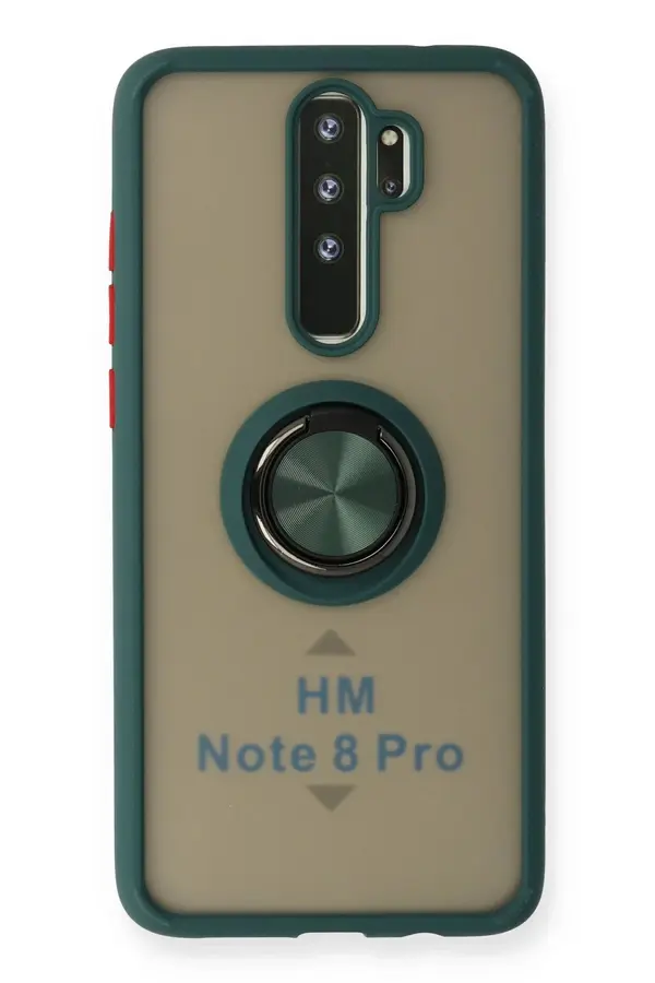 Buti̇k Xi̇aomi̇ Redmi̇ Note 8 Pro Kılıf Montreal Yüzüklü Si̇li̇kon Kapak - Yeşi̇l-(5796)