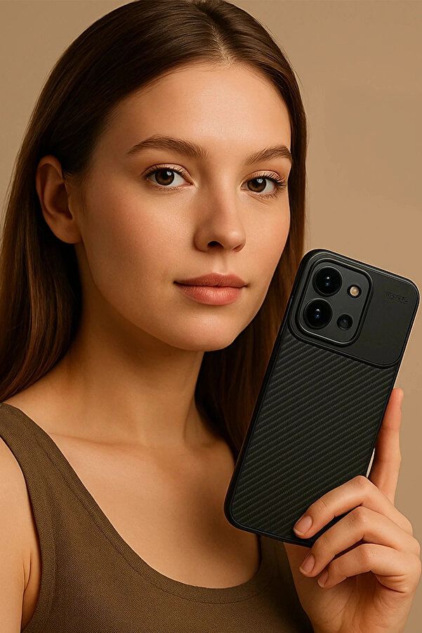 Buti̇k Xi̇aomi̇ Redmi̇ 15C 4G Auto Focus Karbon Kapak - Kahverengi̇-(5796)