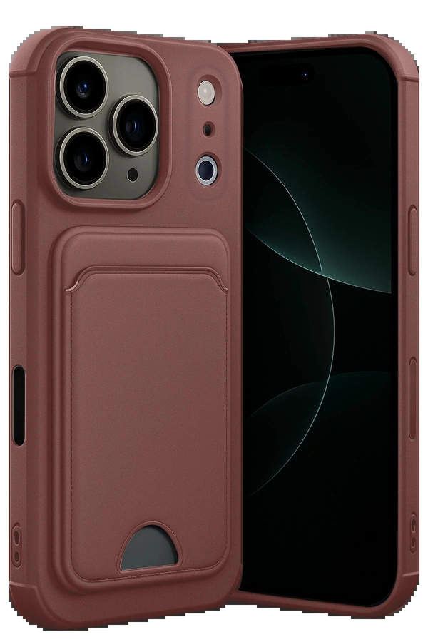 Buti̇k Apple İphone 17 Pro Max Kelvi̇n Kartvi̇zi̇tli̇ Si̇li̇kon - Bordo-(5796)