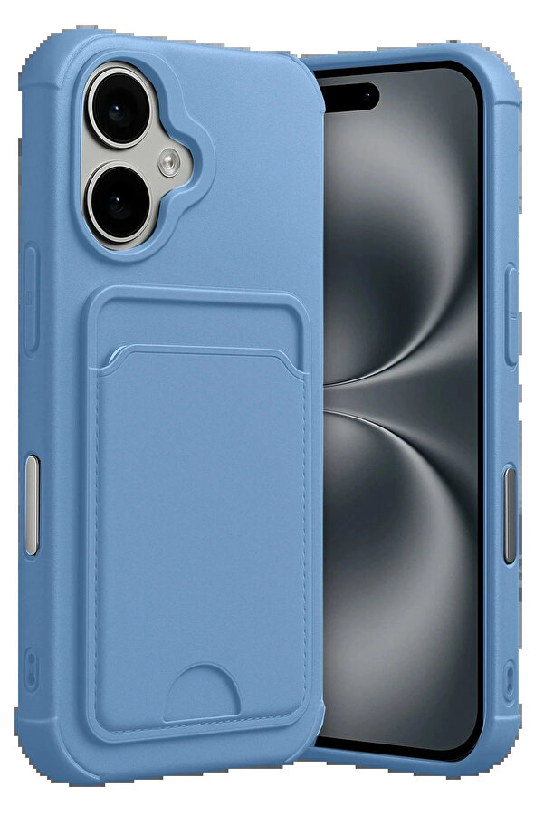 Buti̇k Apple İphone 17 Kelvi̇n Kartvi̇zi̇tli̇ Si̇li̇kon - Mavi̇-(5796)