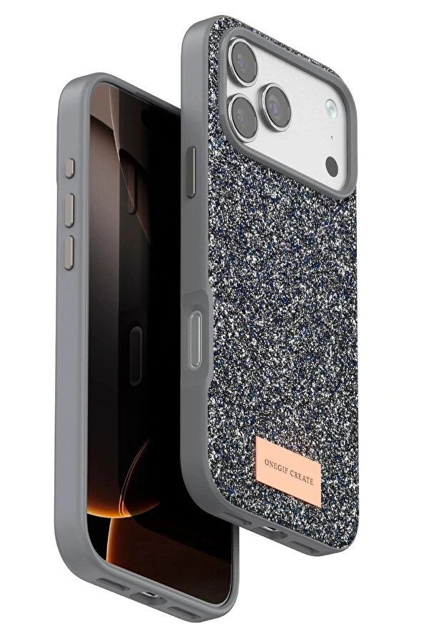 Buti̇k Apple İphone 17 Pro Bri̇ght Si̇mli̇ Kapak - Gümüş-(5796)