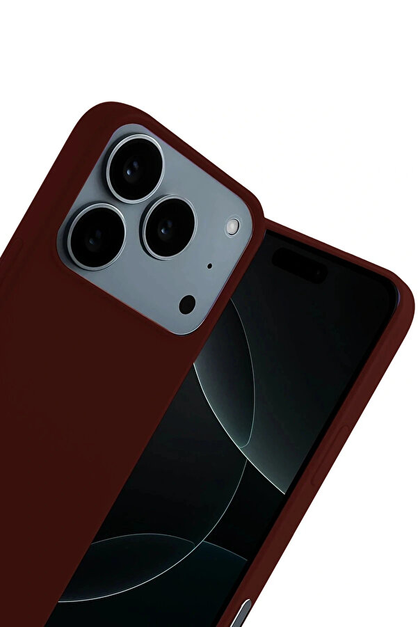 Buti̇k Apple İphone 17 Pro Nano İçi̇ Kadi̇fe Si̇li̇kon - Bordo-(5796)