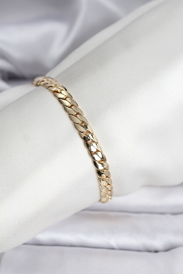 Toptan Bulurum 14K Gold Renk Kaplama Ezme Zi̇nci̇r Model Kadın Bi̇lekli̇k