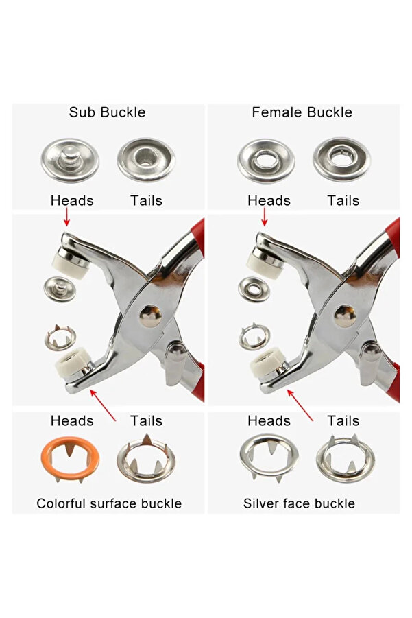 Evi̇mdeyokyok Metal Çıtçıtlı Düğme Pensesi̇ Ve Düğmesi̇ (25 Set)
