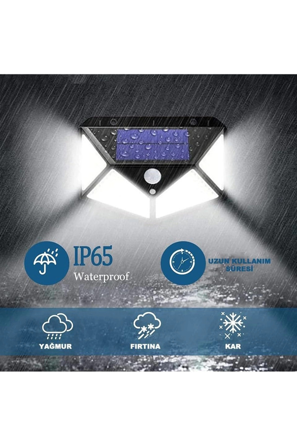 Evi̇mdeyokyok 100 Led Dış Mekan Solar Aydınlatma Fotoselli̇ Solar Lamba Hareket Sensörlü