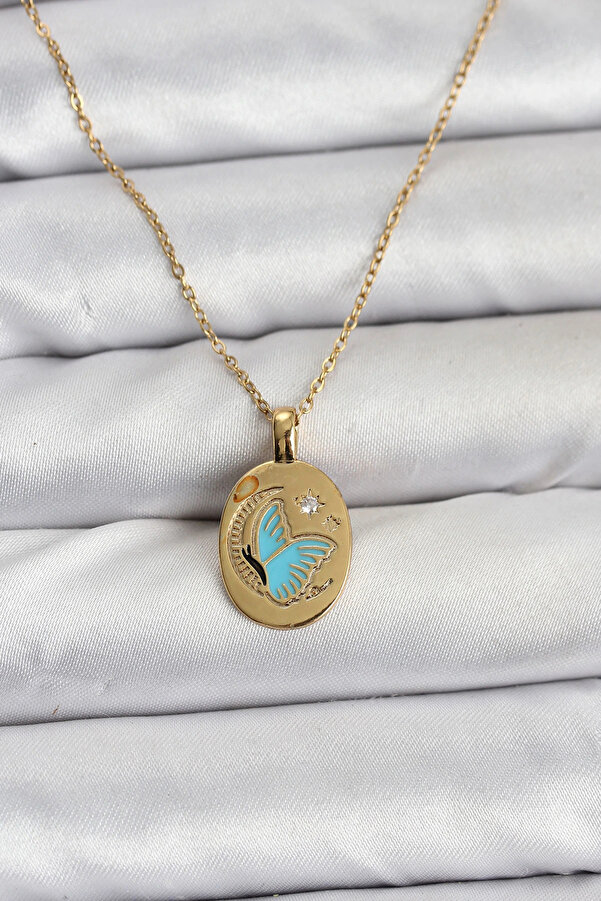Buti̇k 316L Çeli̇k Zi̇nci̇r Gold Renk Kelebek Fi̇gür Kadın Kolye