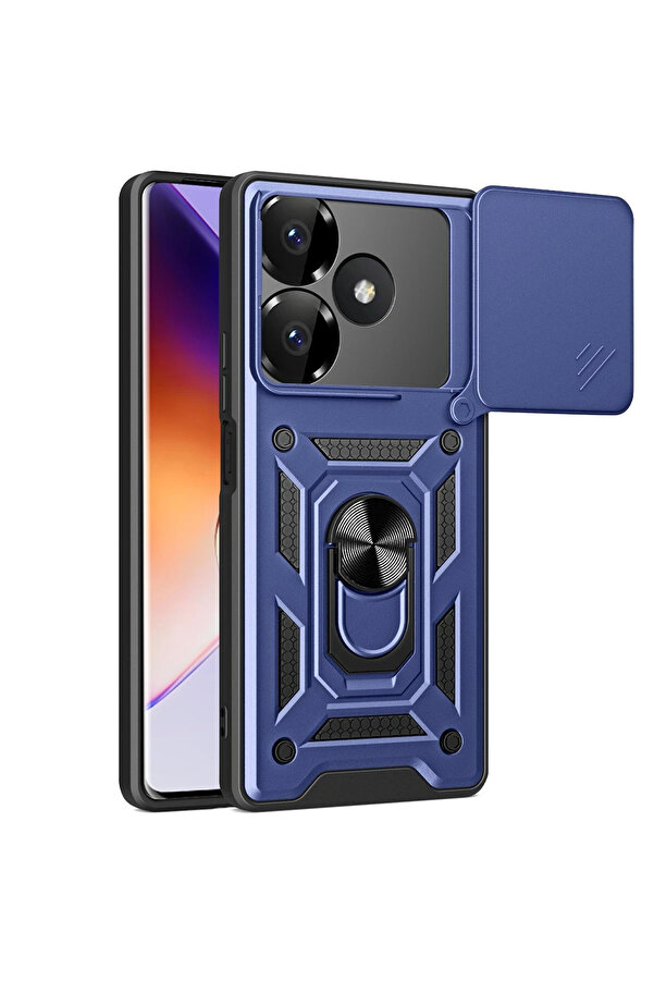 Buti̇k Harmonyaura Xi̇aomi̇ Redmi̇ 13 4G Kılıf Pars Lens Yüzüklü Si̇li̇kon - Laci̇vert