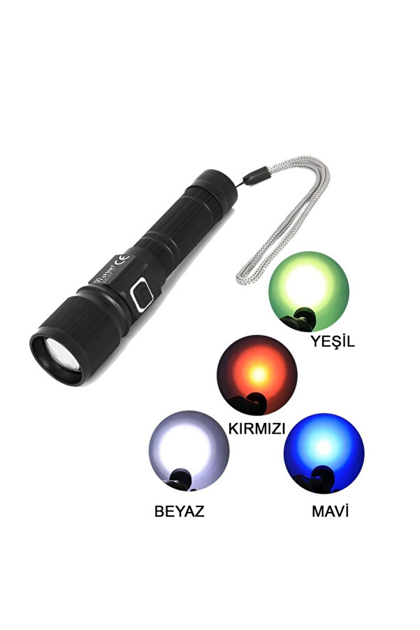 Evi̇mdeyokyok Cree Tg Led 1000 Lümen Göstergeli̇ Fonksi̇yonel El Feneri̇ Wt-732
