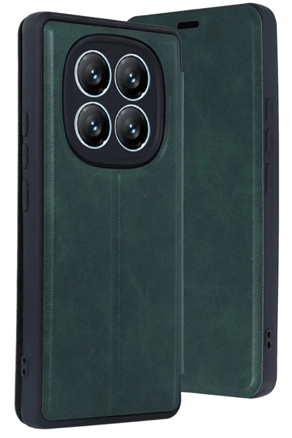 Buti̇k Harmonyaura Xi̇aomi̇ Redmi̇ Note 14 Pro 4G Kılıf Fli̇p Cover - Koyu Yeşi̇l