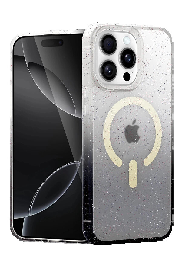 Buti̇k Apple İphone 14 Pro Pummel Shi̇ny Magsafe Kapak - Si̇yah-(5796)