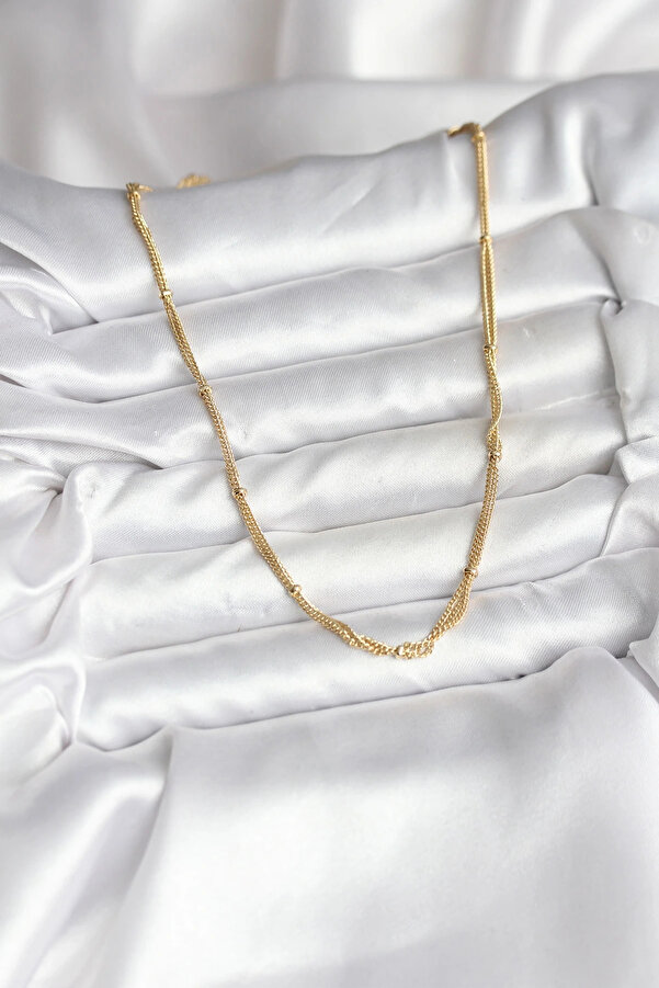Sorvi̇enne Bfs 14K Gold Renk Kaplama Topçuk Zi̇nci̇rli̇ Model Cm Kadın Kolye