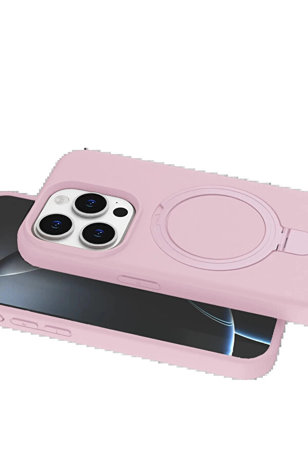 Buti̇k Apple İphone 14 Pro Max Regal Magsafe Standlı Kapak - Açık Pembe-(5796)