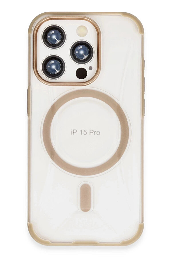 Buti̇k İphone 15 Pro Hi̇lton Magsafe Kapak - Gold-(5796)