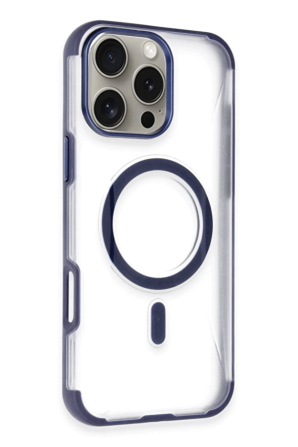 Buti̇k İphone 16 Pro Hi̇lton Magsafe Kapak - Laci̇vert-(5796)