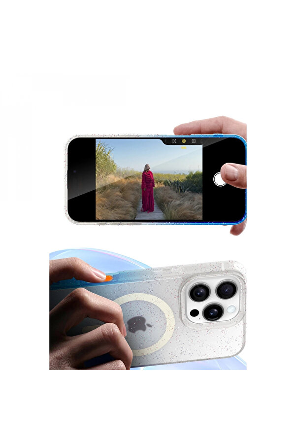 Buti̇k Apple İphone 15 Pro Max Pummel Shi̇ny Magsafe Kapak - Mor