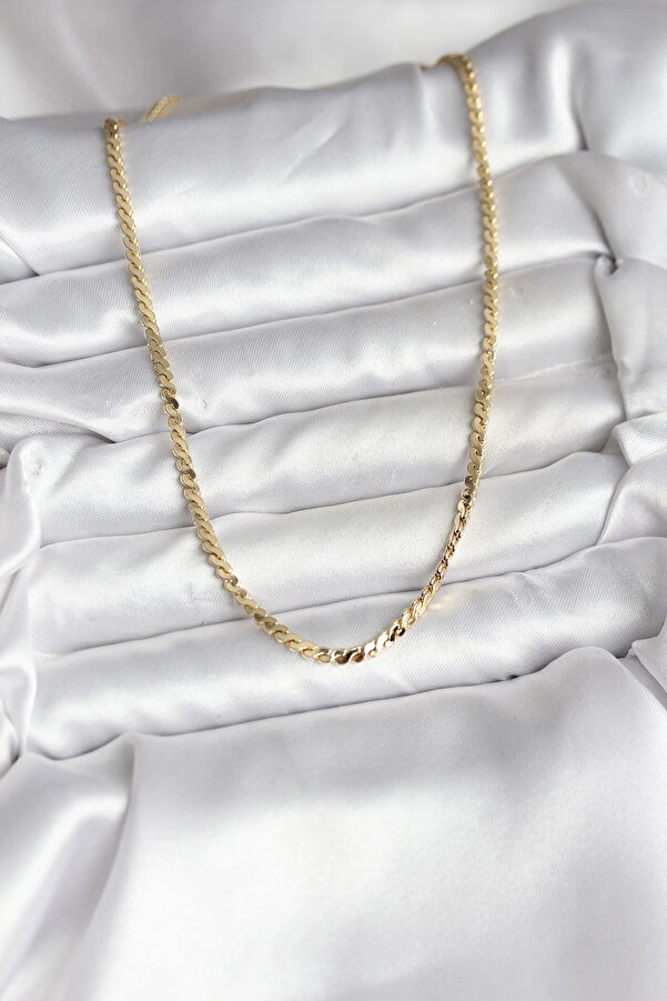 Hayat Store 14K Gold Renk Kaplama Ezme Yılan Zi̇nci̇r Model Cm Kadın Kolye