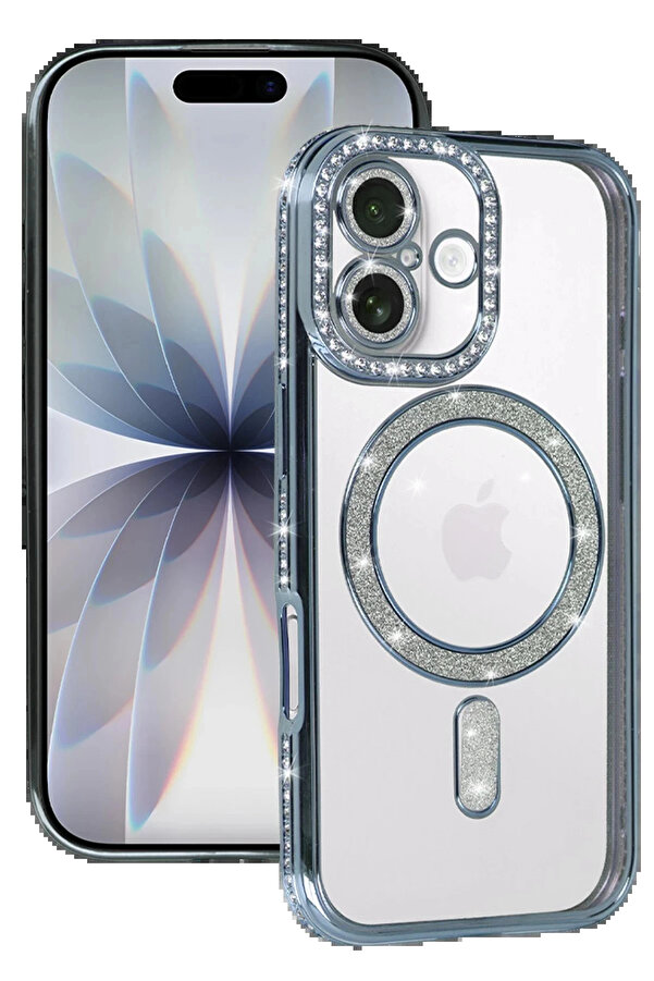 Buti̇k Apple İphone 17 Joke Si̇mli̇ Magneti̇csafe Kılıf - Mavi̇-(5796)