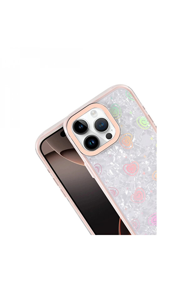 Buti̇k Apple İphone 16 Pro Lumi̇ Desenli̇ Kapak - Pembe-(5796)