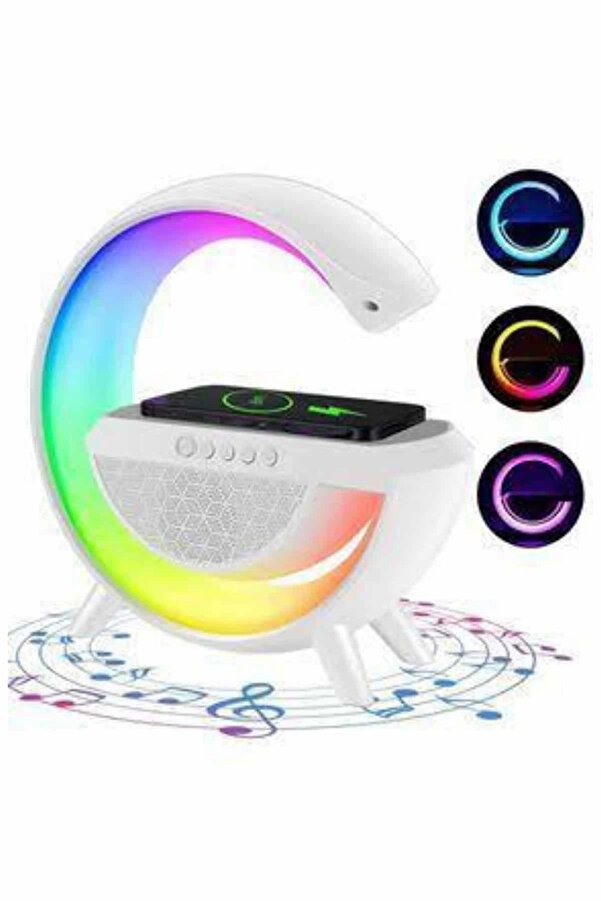 Buti̇k Bluetooth Hoparlör G Şekli̇ Atmosfer Akıllı Rgb Lamba Wi̇reless Kablosuz Şarj