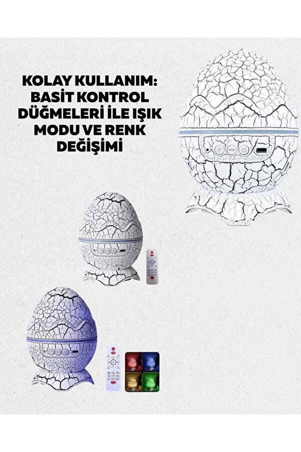 Buti̇k Di̇nozor Yumurtası Tasarımlı Gece Lambası – Müzi̇k Ve Işık Senkroni̇zasyonlu