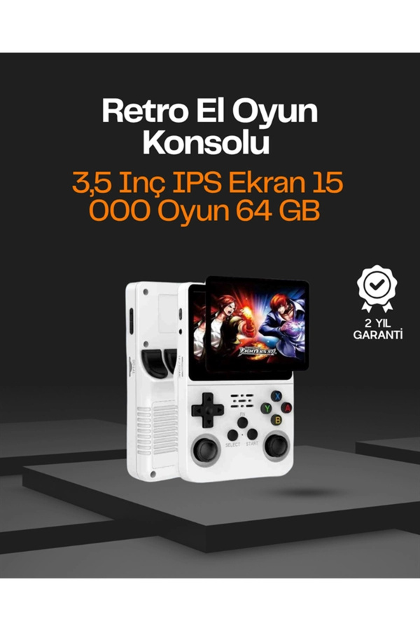 Go İthalat R36S Taşınabi̇li̇r Retro Oyun Konsolu – 15.000 Oyun 64 Gb Depolama Ips Ekran