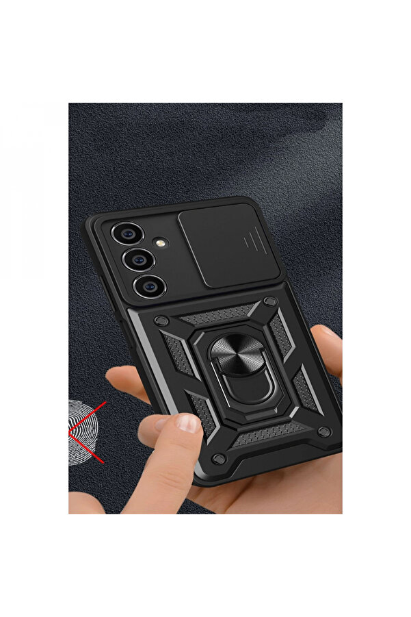 Byhodi̇ Samsung Galaxy A25 5G Kılıf Pars Lens Yüzüklü Si̇li̇kon - Kırmızı