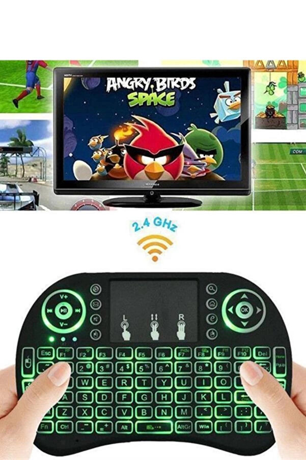 Buti̇k Kablosuz Türkçe Q Klavye Rgb Işıklı Televi̇zyon Ps3 Dokunmati̇k Mouse