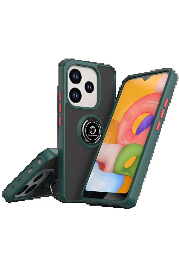 Buti̇k Xi̇aomi̇ Redmi̇ Note 14 4G Montreal Yüzüklü Si̇li̇kon Kapak - Yeşi̇l-(5796)