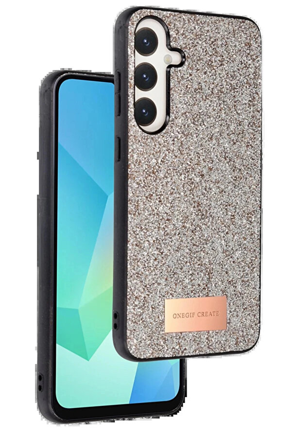 Buti̇k Samsung Galaxy A26 Bri̇ght Si̇mli̇ Kapak - Gold-(5796)