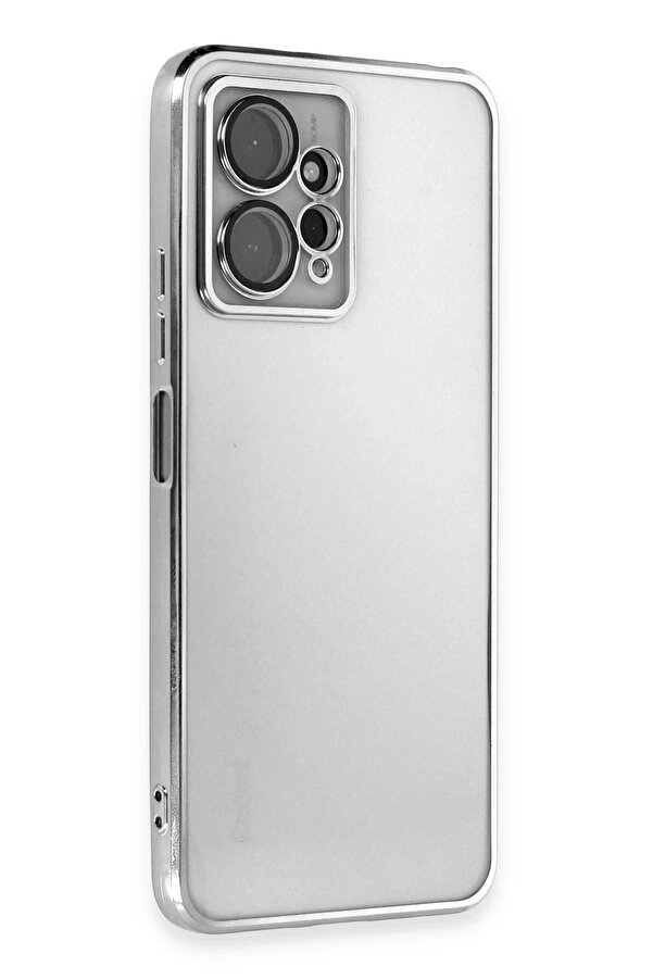 Buti̇k Xi̇aomi̇ Redmi̇ Note 12 4G Kılıf Lensli̇ Si̇li̇kon - Gümüş-(5796)