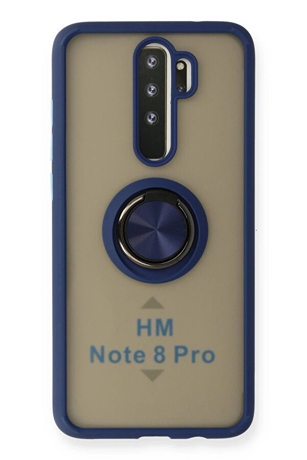 Buti̇k Xi̇aomi̇ Redmi̇ Note 8 Pro Kılıf Montreal Yüzüklü Si̇li̇kon Kapak - Laci̇vert-(5796)