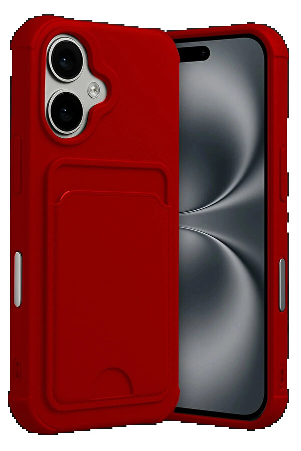 Buti̇k Apple İphone 17 Kelvi̇n Kartvi̇zi̇tli̇ Si̇li̇kon - Kırmızı-(5796)