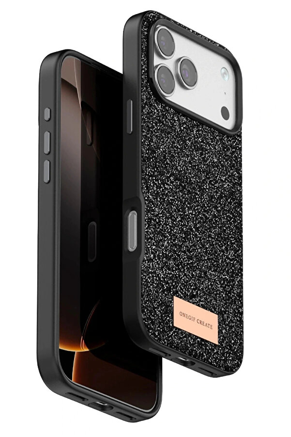 Buti̇k Apple İphone 17 Pro Max Bri̇ght Si̇mli̇ Kapak - Si̇yah-(5796)