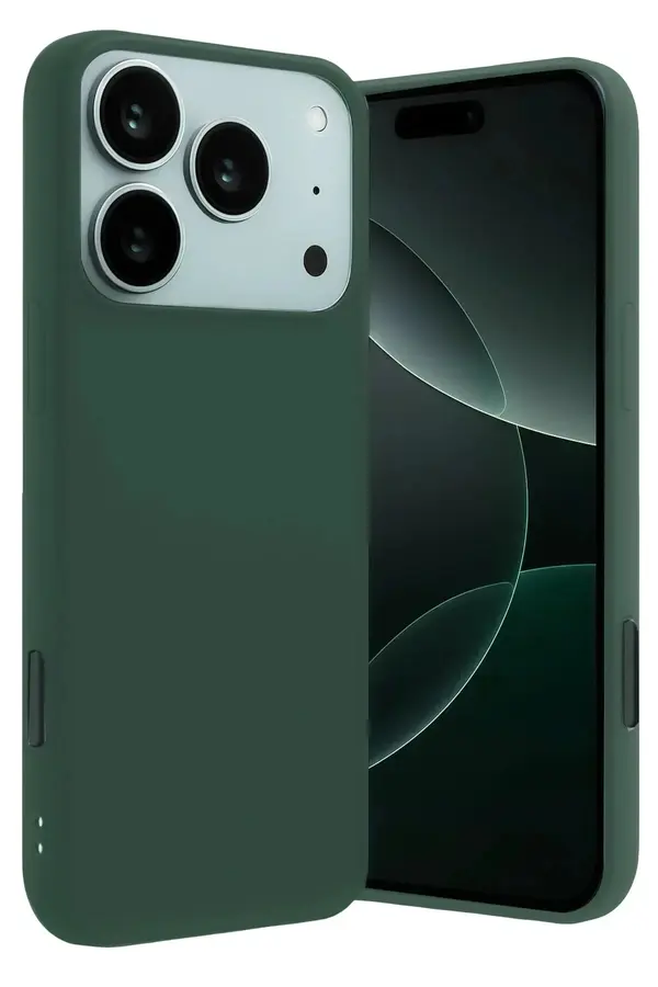 Buti̇k Apple İphone 17 Pro Nano İçi̇ Kadi̇fe Si̇li̇kon - Koyu Yeşi̇l-(5796)
