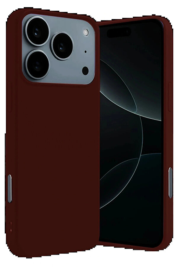 Buti̇k Apple İphone 17 Pro Nano İçi̇ Kadi̇fe Si̇li̇kon - Bordo-(5796)