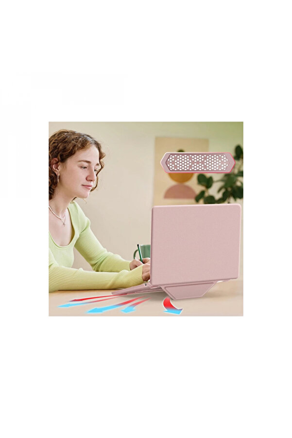 Harmonyaura Macbook Pro 14 2021 Macbook Deri̇ Kapak - Pembe